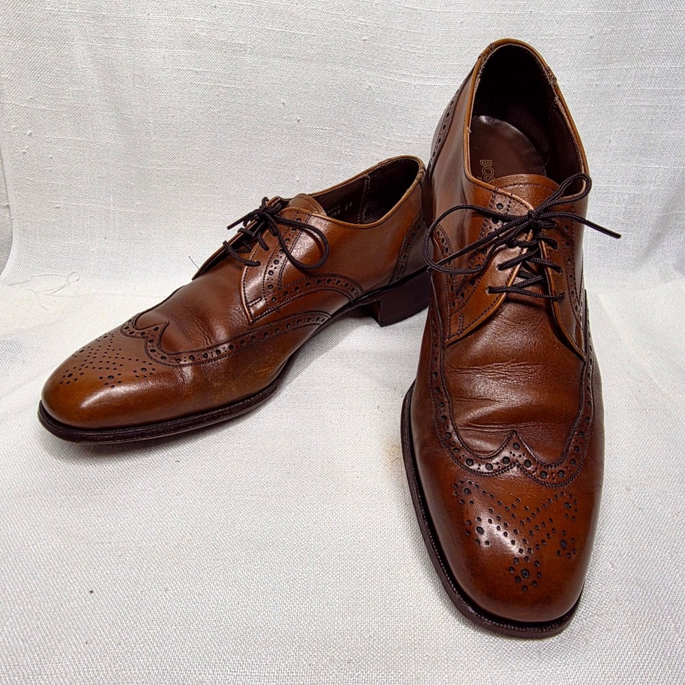 Bostonian Wingtip‎ Oxford Mens 12 Brown Leather Brogue Dress Shoes Lace Classic